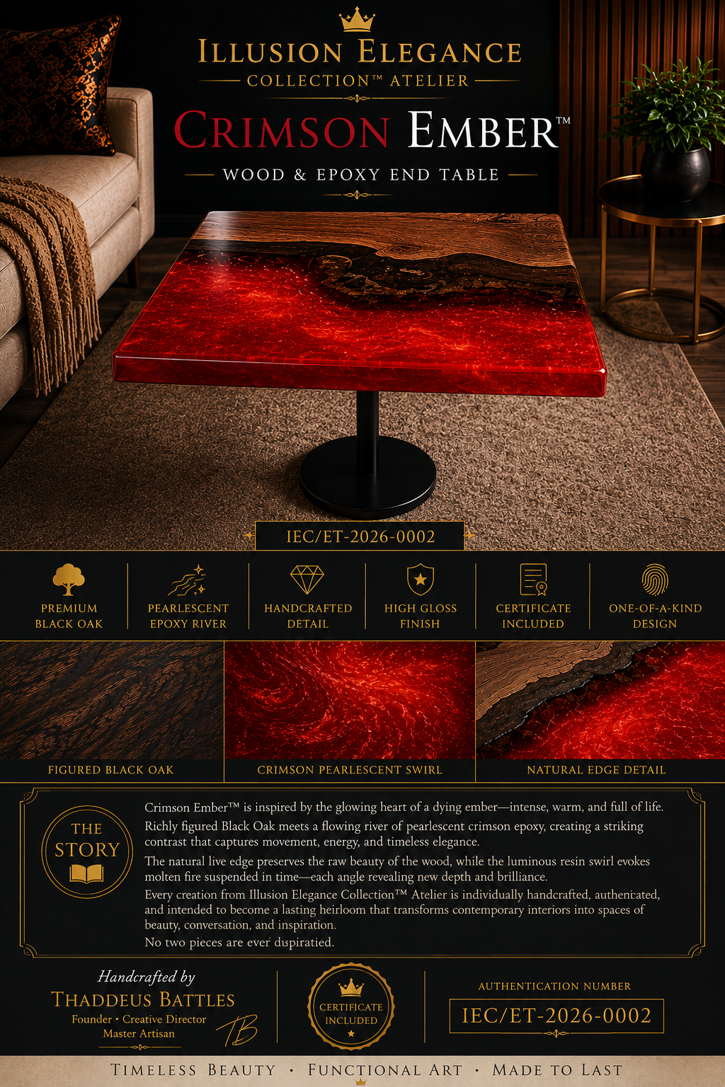 Crimson Ember End Table IEC/ET-2026-0002