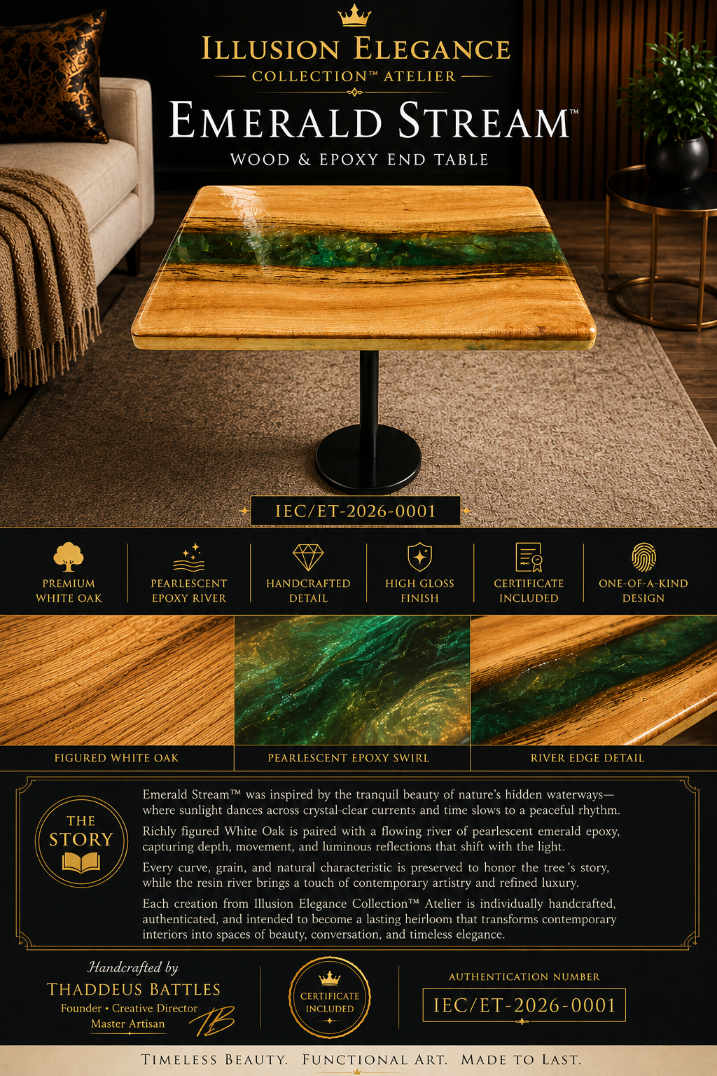 Emerald Stream End Table IEC/ET-2026-0001